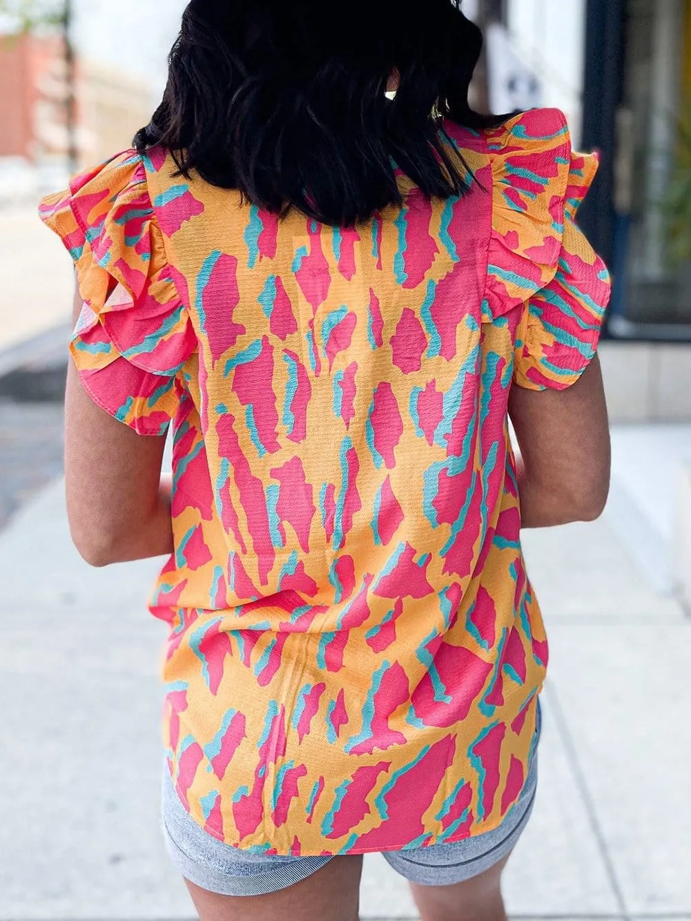 Abstract Print Summer Blouse