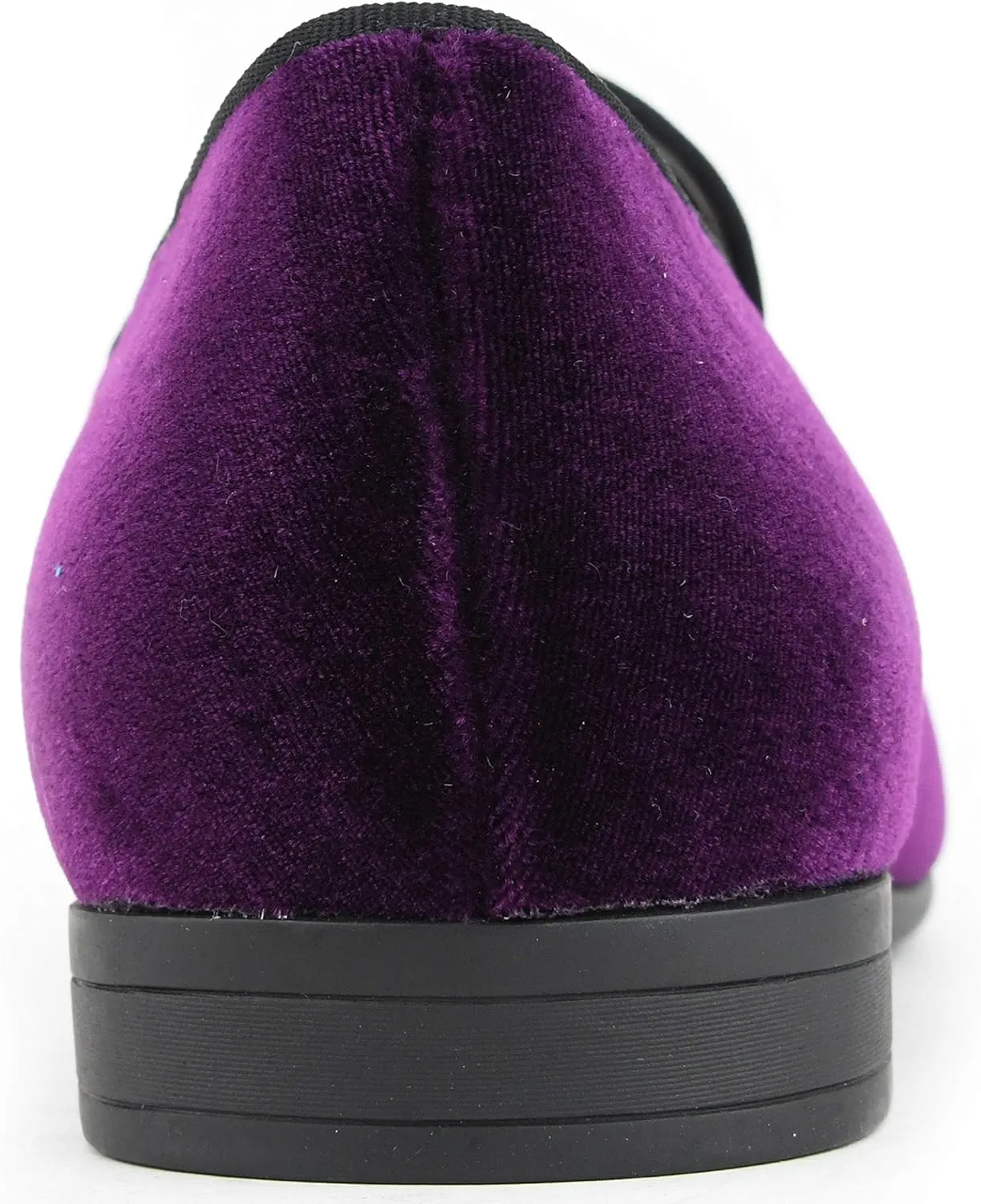 Amali Tiago- The Original Men's Faux Velvet Slip On Loafer with Jeweled Bit and Matching Piping - Mens Smoking Slip On Shoes - Formal Tuxedo Dress Shoe Loafers for Men