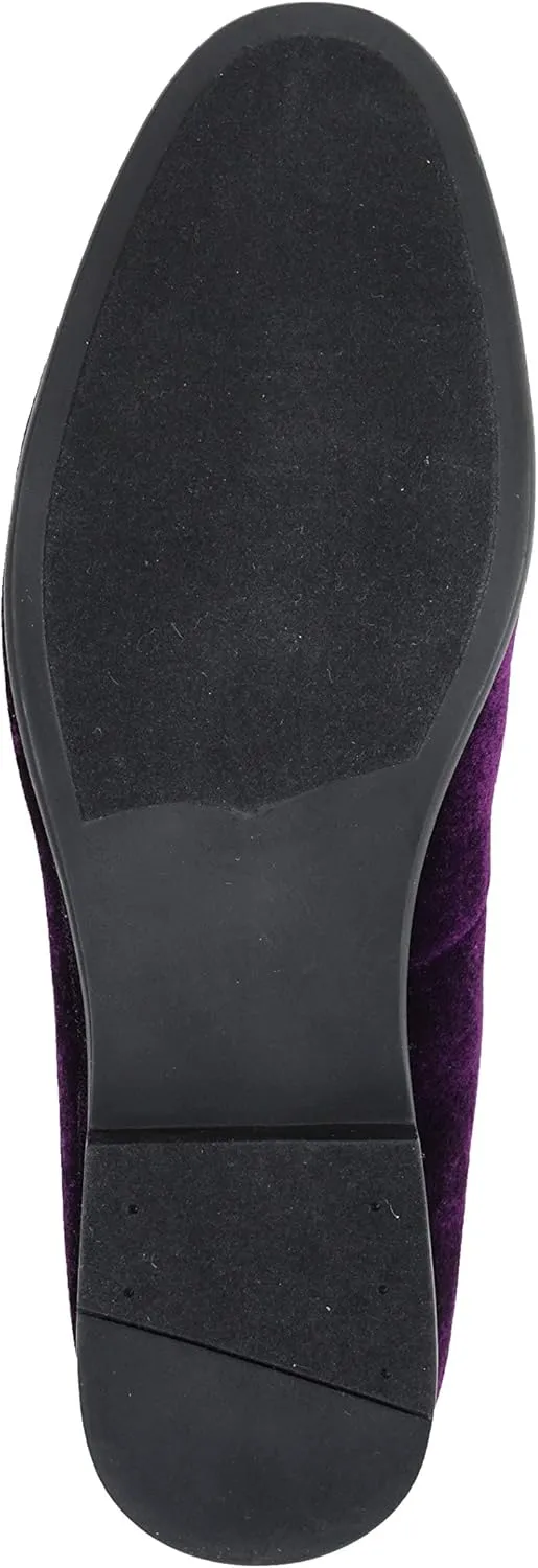Amali Tiago- The Original Men's Faux Velvet Slip On Loafer with Jeweled Bit and Matching Piping - Mens Smoking Slip On Shoes - Formal Tuxedo Dress Shoe Loafers for Men