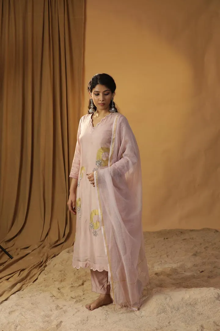 BABY PINK FOIL PAINTED SUIT SET