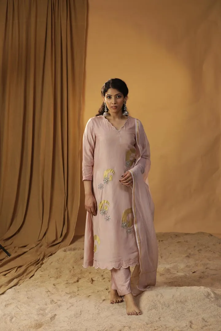 BABY PINK FOIL PAINTED SUIT SET