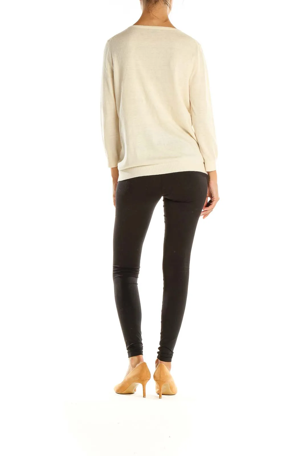 Beige Ruffle Classic Cardigan