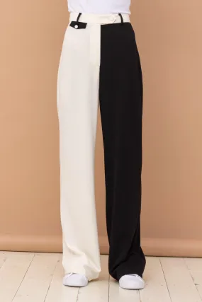 Black White Long Pants W/ Small Coin Flap Pocket Detail