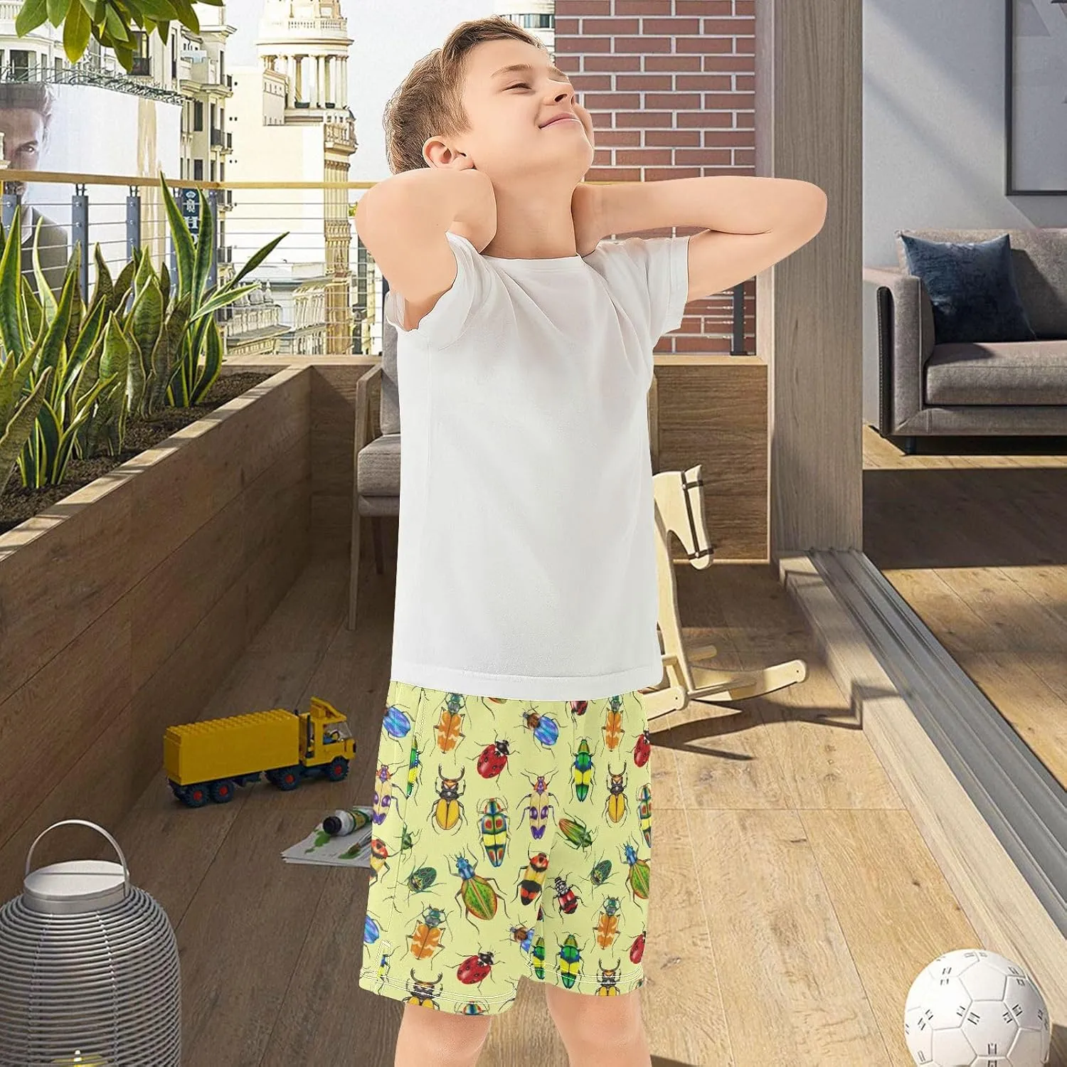 Boys Athletic Shorts Size 7-15 Boys' Casual Shorts with Pockets Elastic Waist Summer Kids Bottom for Sports Homewear