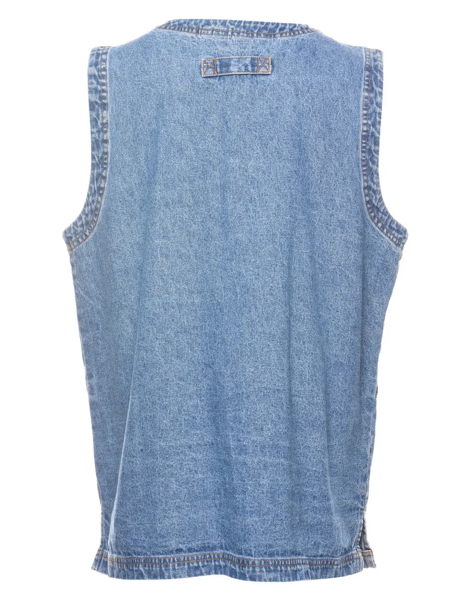 Cabin Creek 1990s Light Wash Denim Waistcoat  - L