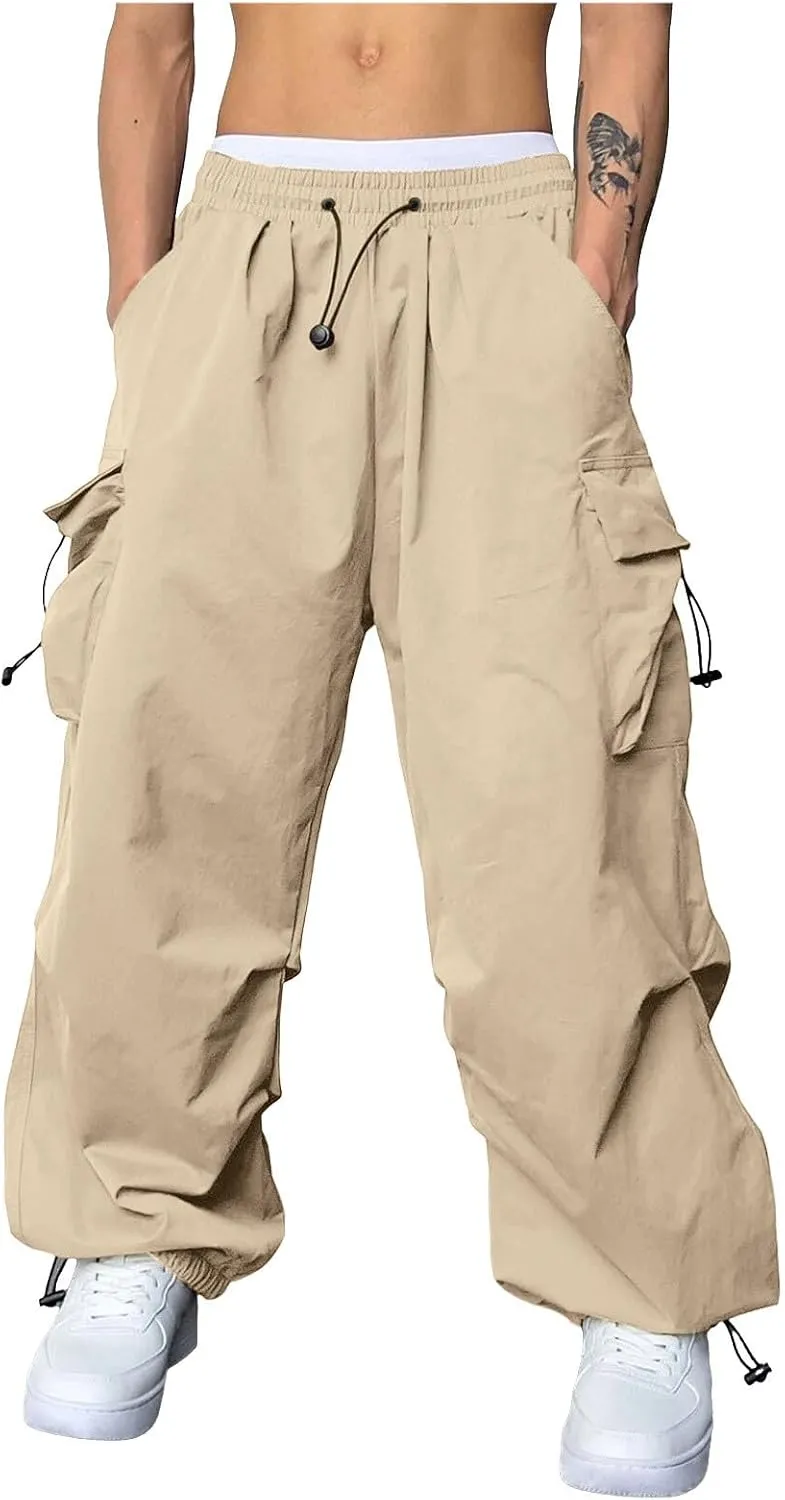 Cargo Pants for Men Casual Lightweight Elastic Waist Drawstring Pant Work Pants Multi Pockets