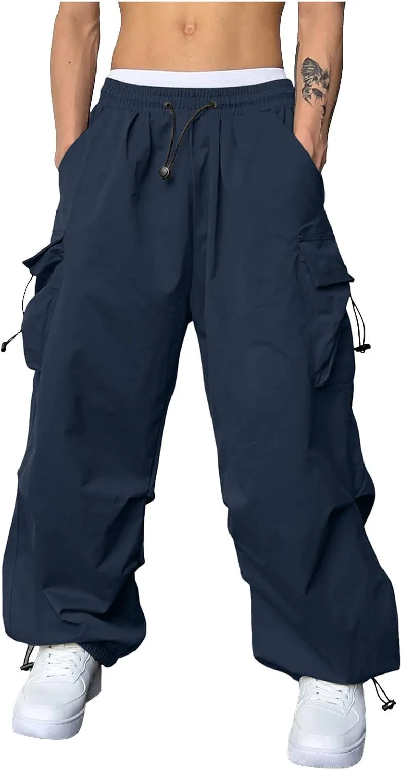 Cargo Pants for Men Casual Lightweight Elastic Waist Drawstring Pant Work Pants Multi Pockets