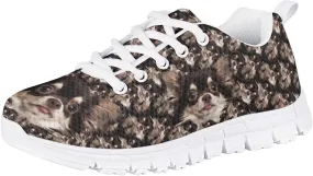 Cat Dog Print Mesh Tennis Shoes for Kids Girls Soft Breathable Lightweight Cute Athletic Running Shoes