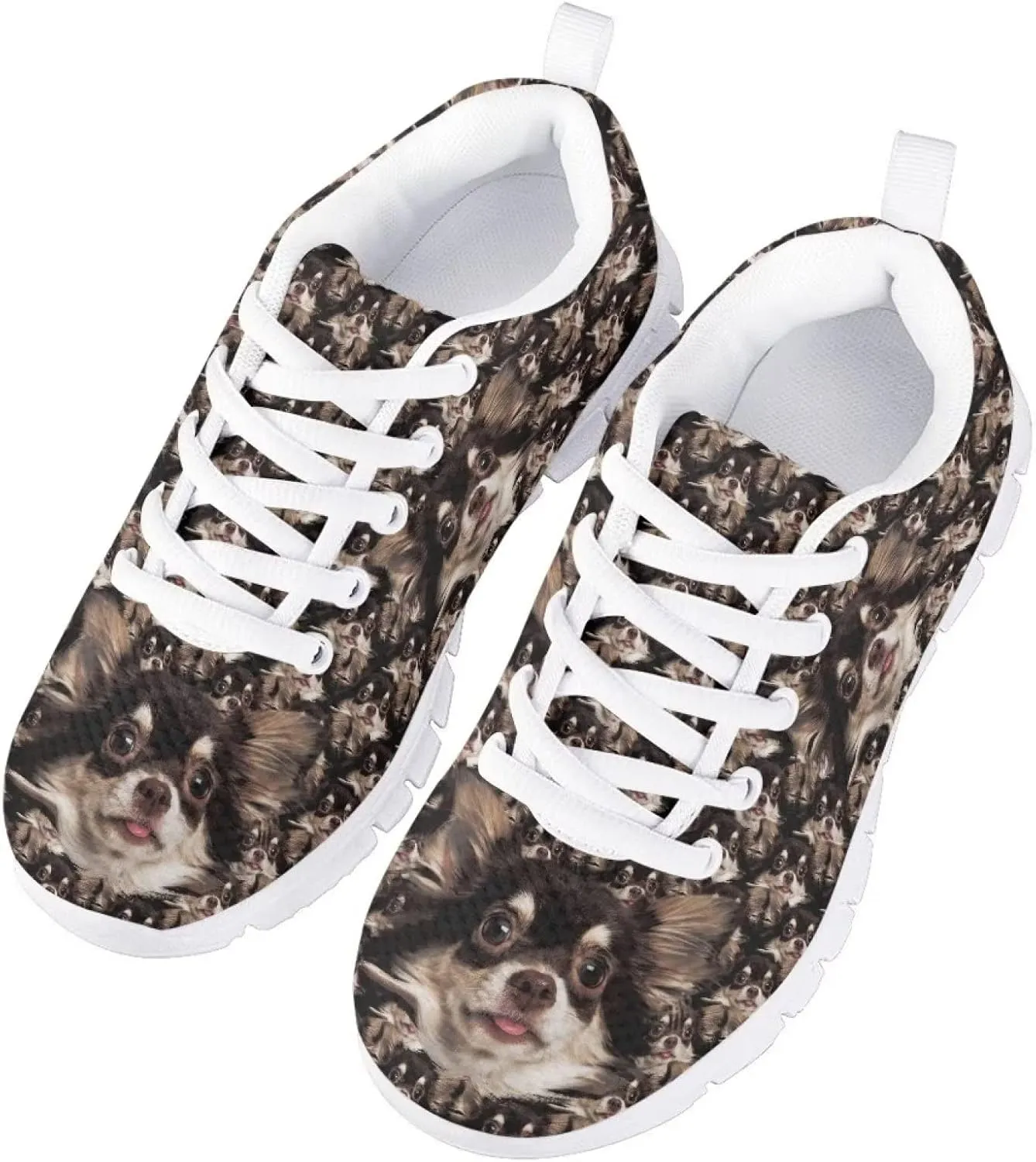 Cat Dog Print Mesh Tennis Shoes for Kids Girls Soft Breathable Lightweight Cute Athletic Running Shoes