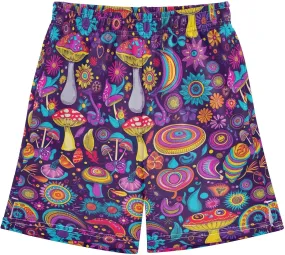 CHIFIGNO Colorful Paisley Flowers Boy Summer Shorts with Pockets Elastic Waist Workout Shorts Sports 7-15Y