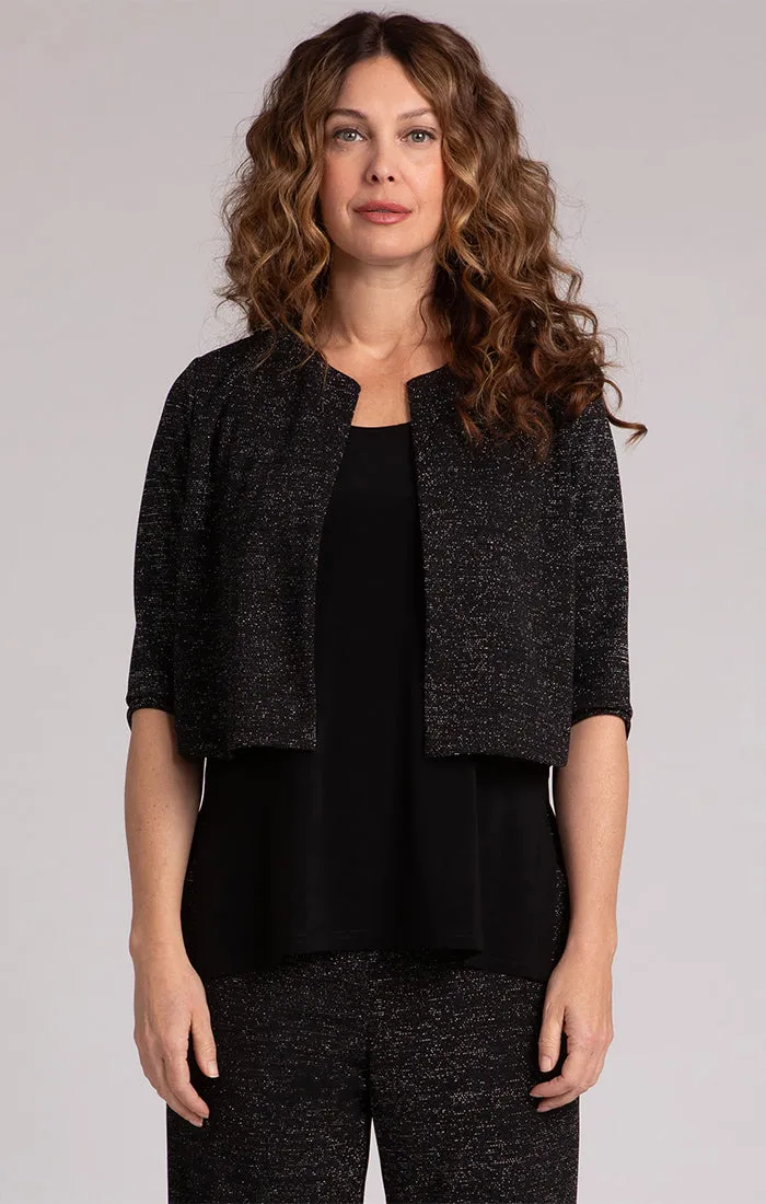 Classic Bolero Cardigan, Metallic Pique