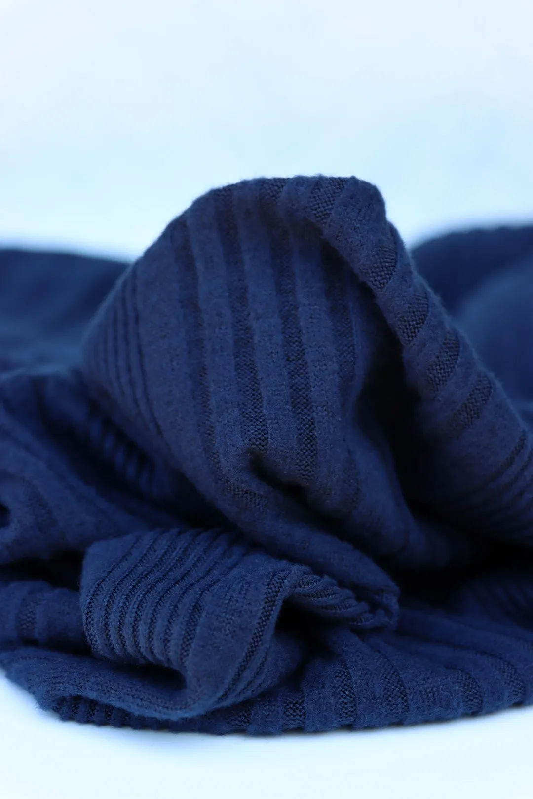 Classic Navy Brushed Multi Rib Sweater Knit