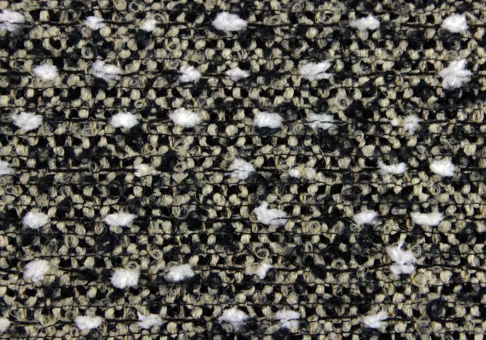 Cream & Black Wool Blend Tweed Bouclé (Made in Spain)