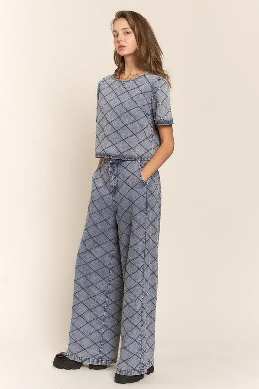 Denim Wide Leg Jeans With Elastic Band