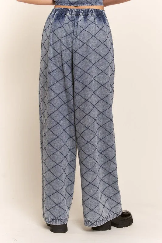 Denim Wide Leg Jeans With Elastic Band