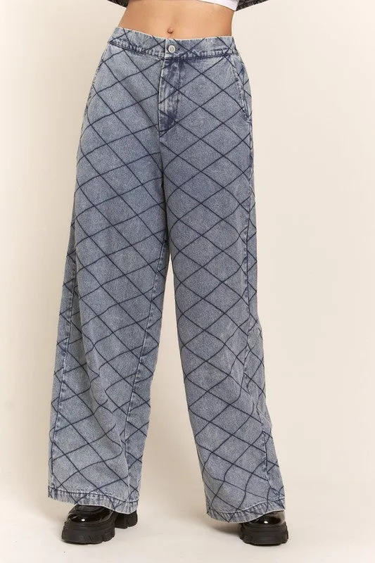 Denim Wide Leg Jeans With Elastic Band