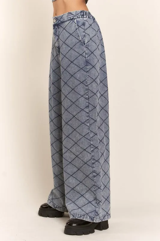 Denim Wide Leg Jeans With Elastic Band