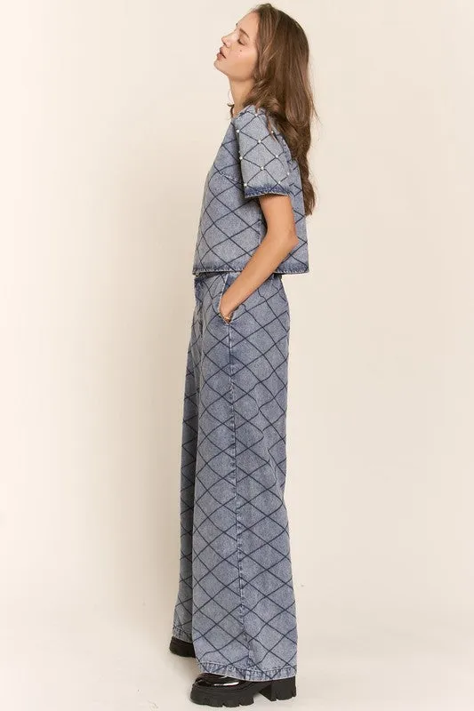 Denim Wide Leg Jeans With Elastic Band