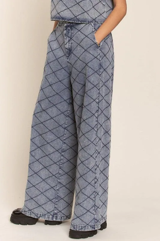 Denim Wide Leg Jeans With Elastic Band
