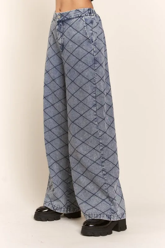 Denim Wide Leg Jeans With Elastic Band