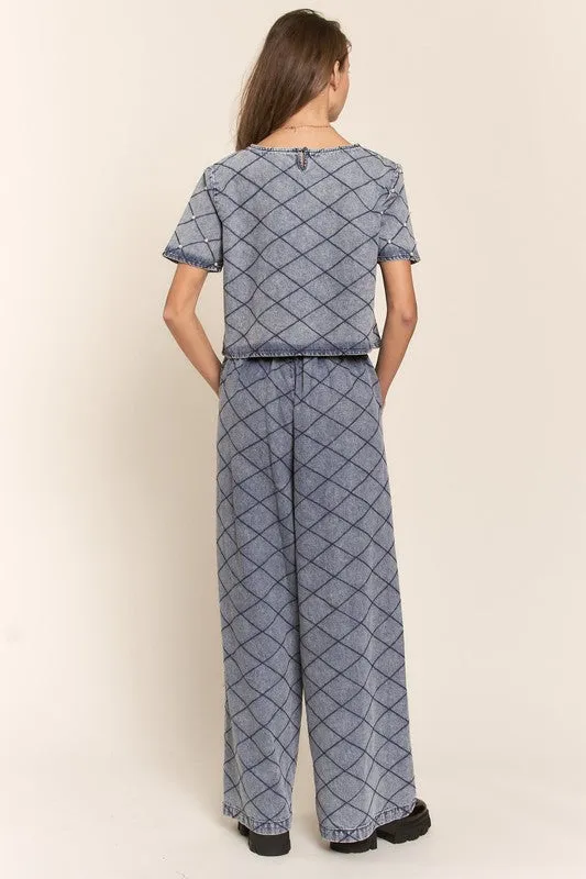Denim Wide Leg Jeans With Elastic Band