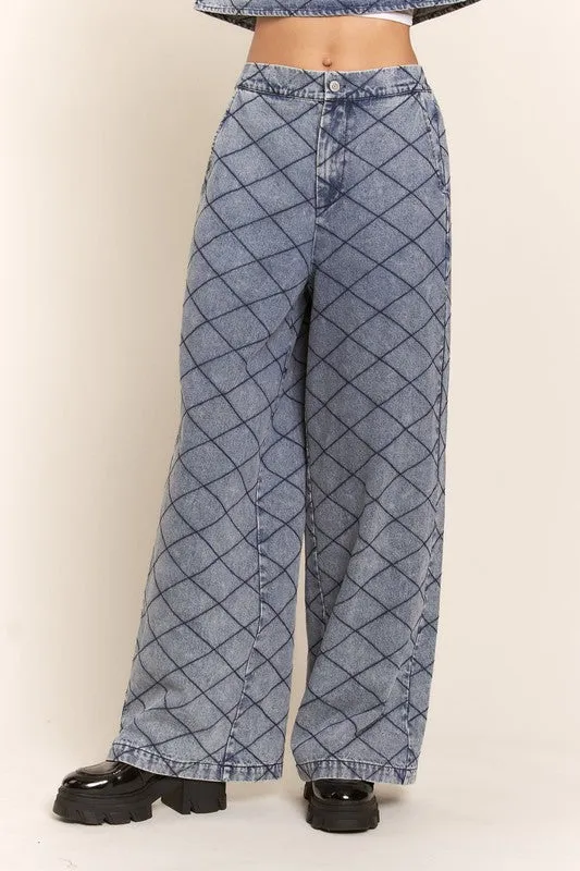 Denim Wide Leg Jeans With Elastic Band