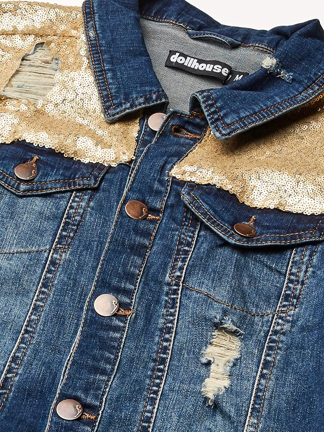 dollhouse Women's Long Blue Denim Jacket