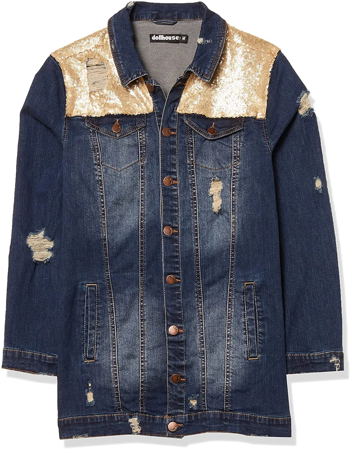 dollhouse Women's Long Blue Denim Jacket