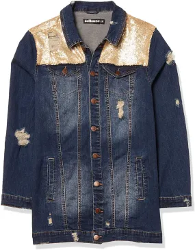 dollhouse Women's Long Blue Denim Jacket
