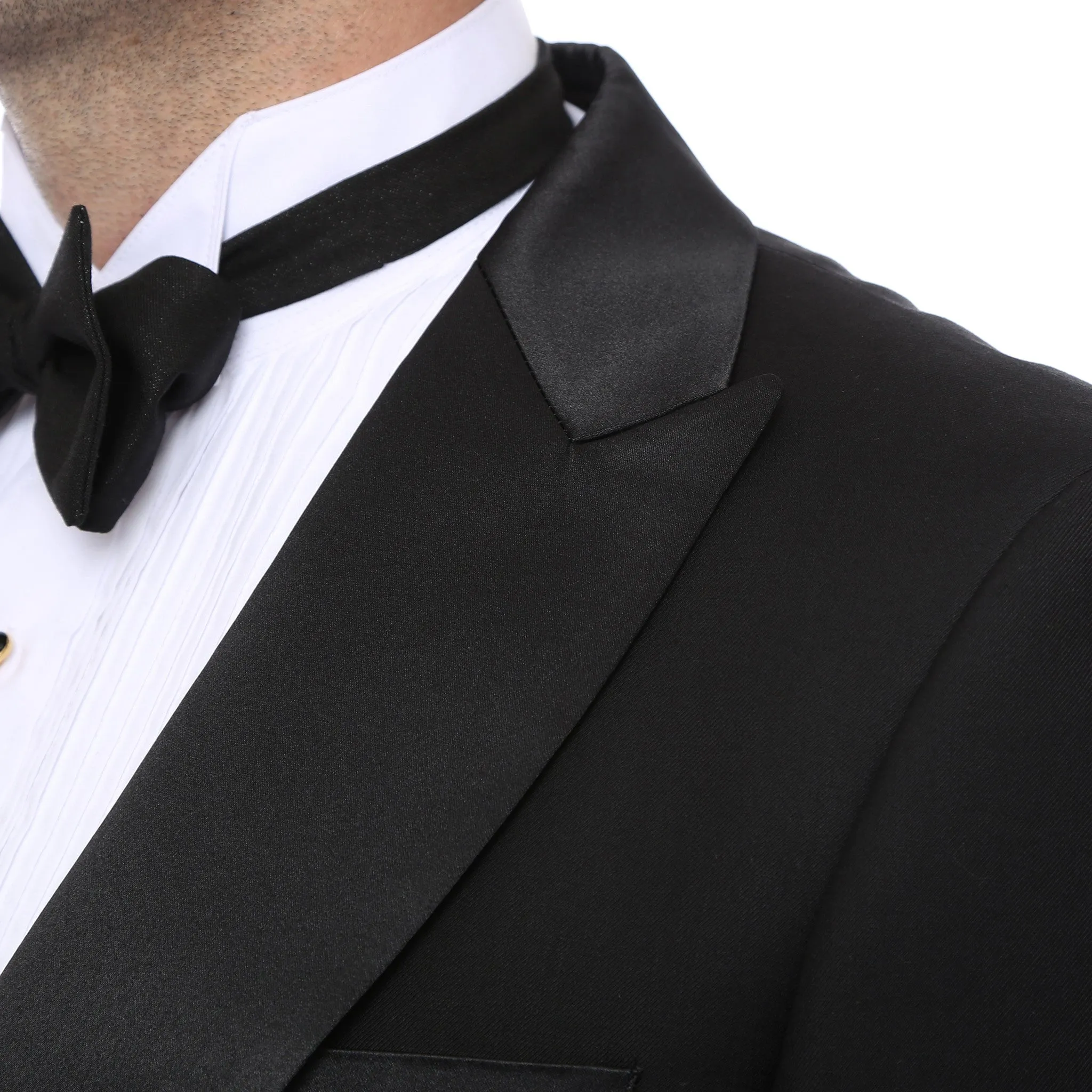 Ferrecci Men’s Regular Fit Peak Lapel Black Tailcoat Tuxedo Set