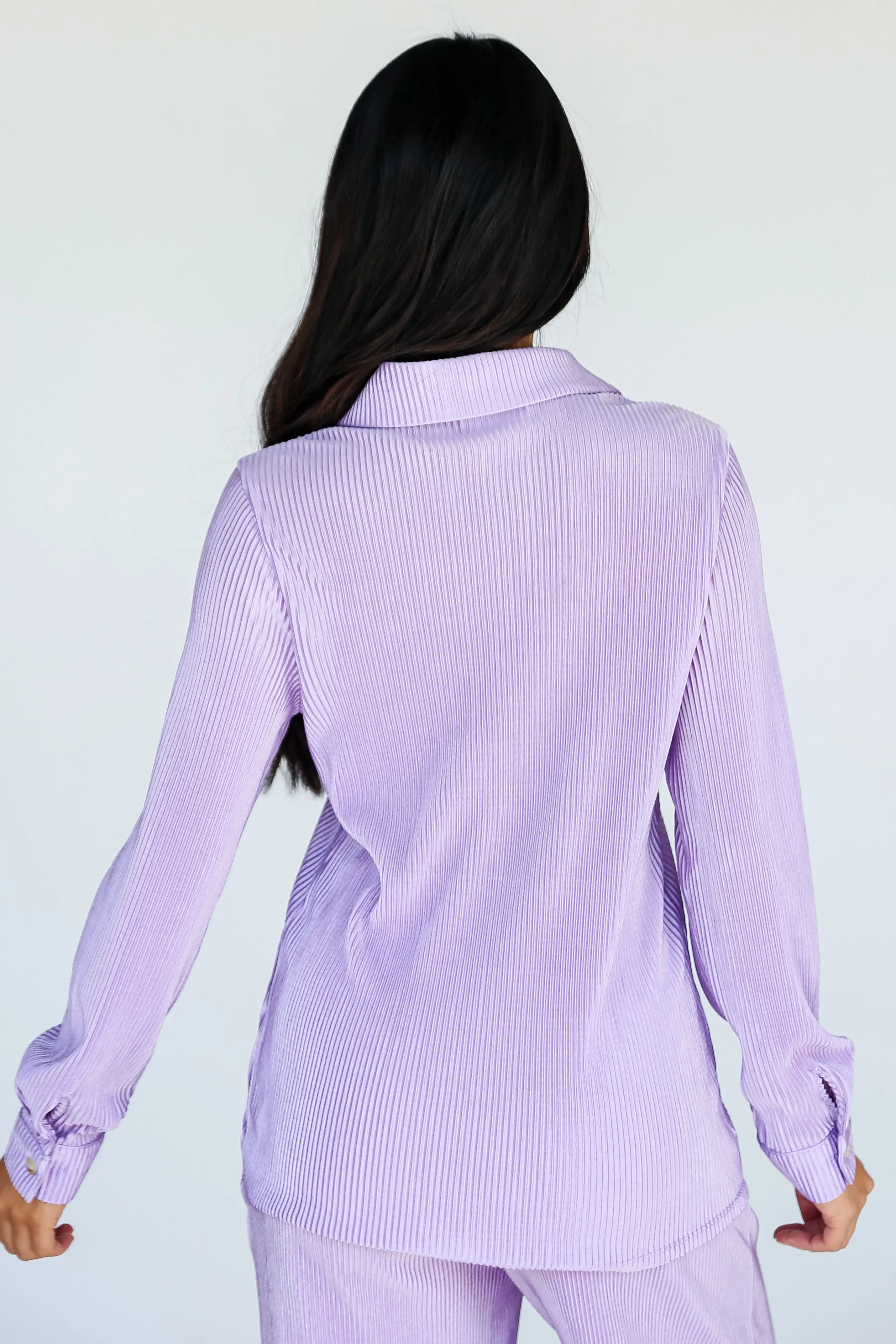 FINAL SALE - Confident Aura Satin Plisse Button-Up Blouse