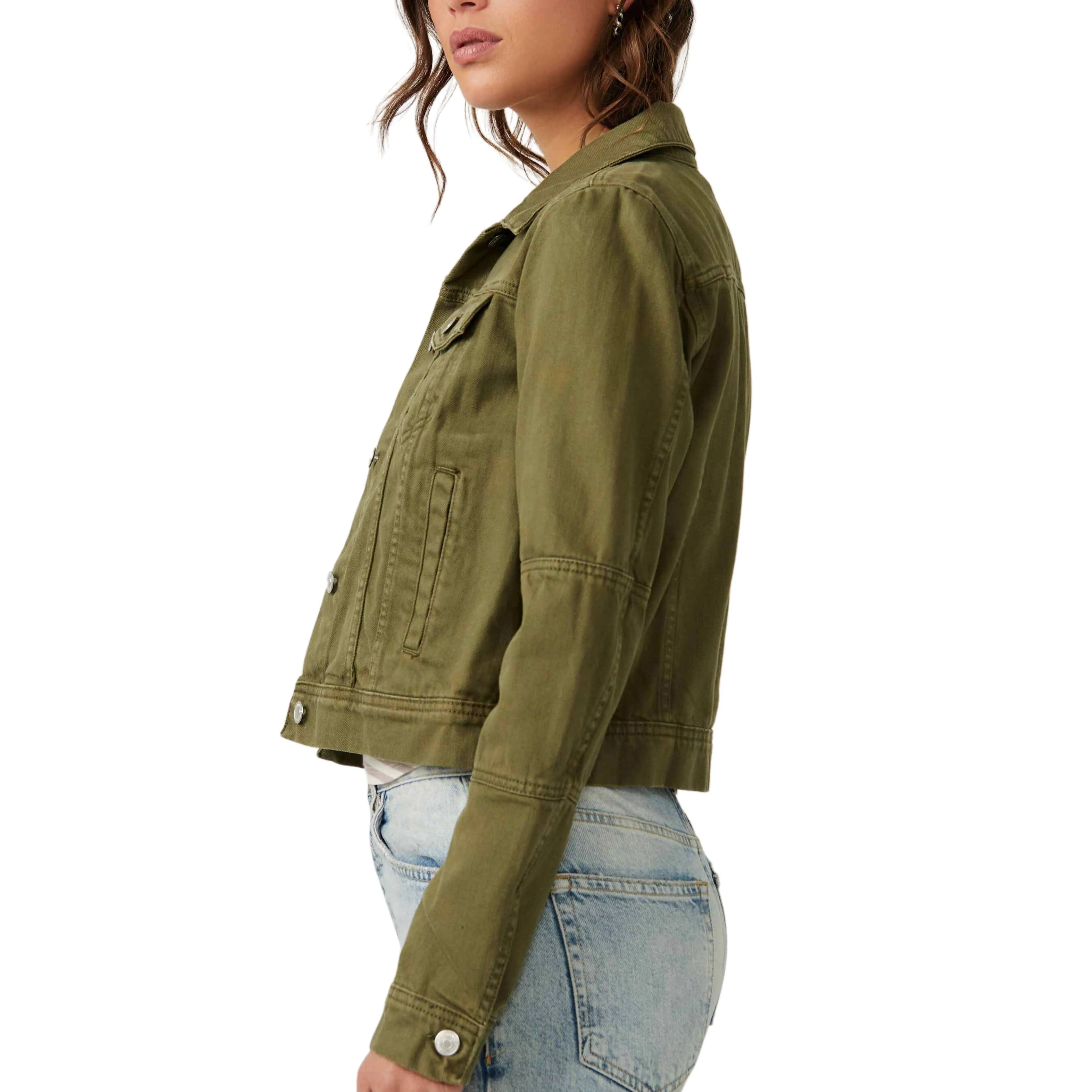 Free People Rumors Denim Jacket Green