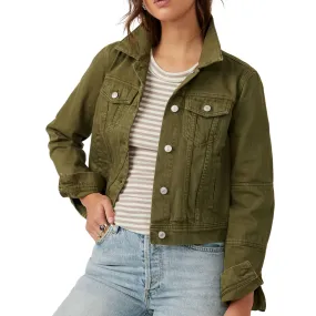 Free People Rumors Denim Jacket Green