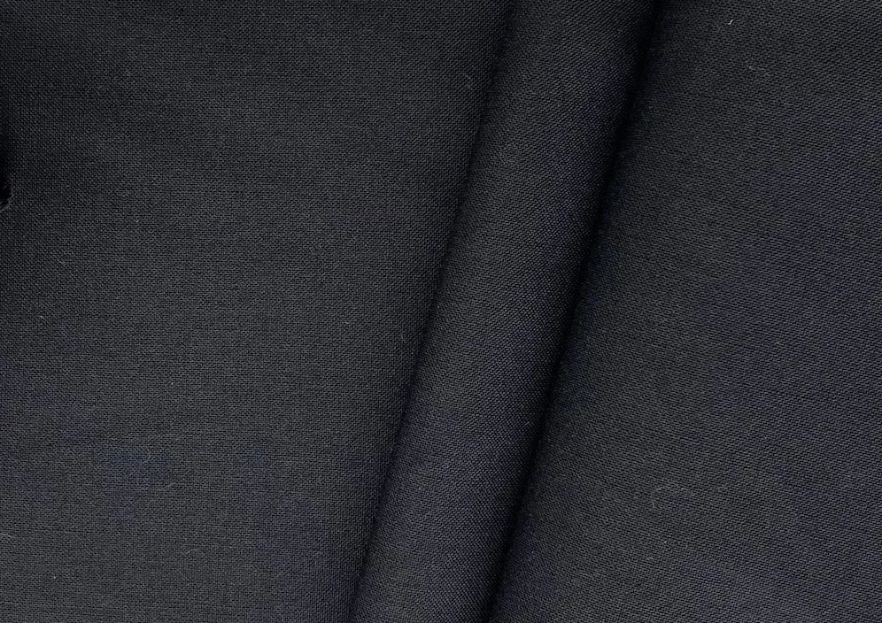 High-End Handsome Black Worsted Wool & Mohair Suiting (Made in England)