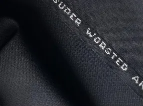 High-End Handsome Black Worsted Wool & Mohair Suiting (Made in England)