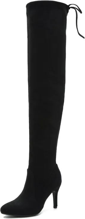 LIURUIJIA Women's Pointed Toe Over The Knee Thigh High Boots Stiletto High Heel Long Stretch Pull On Sexy Fall Boots