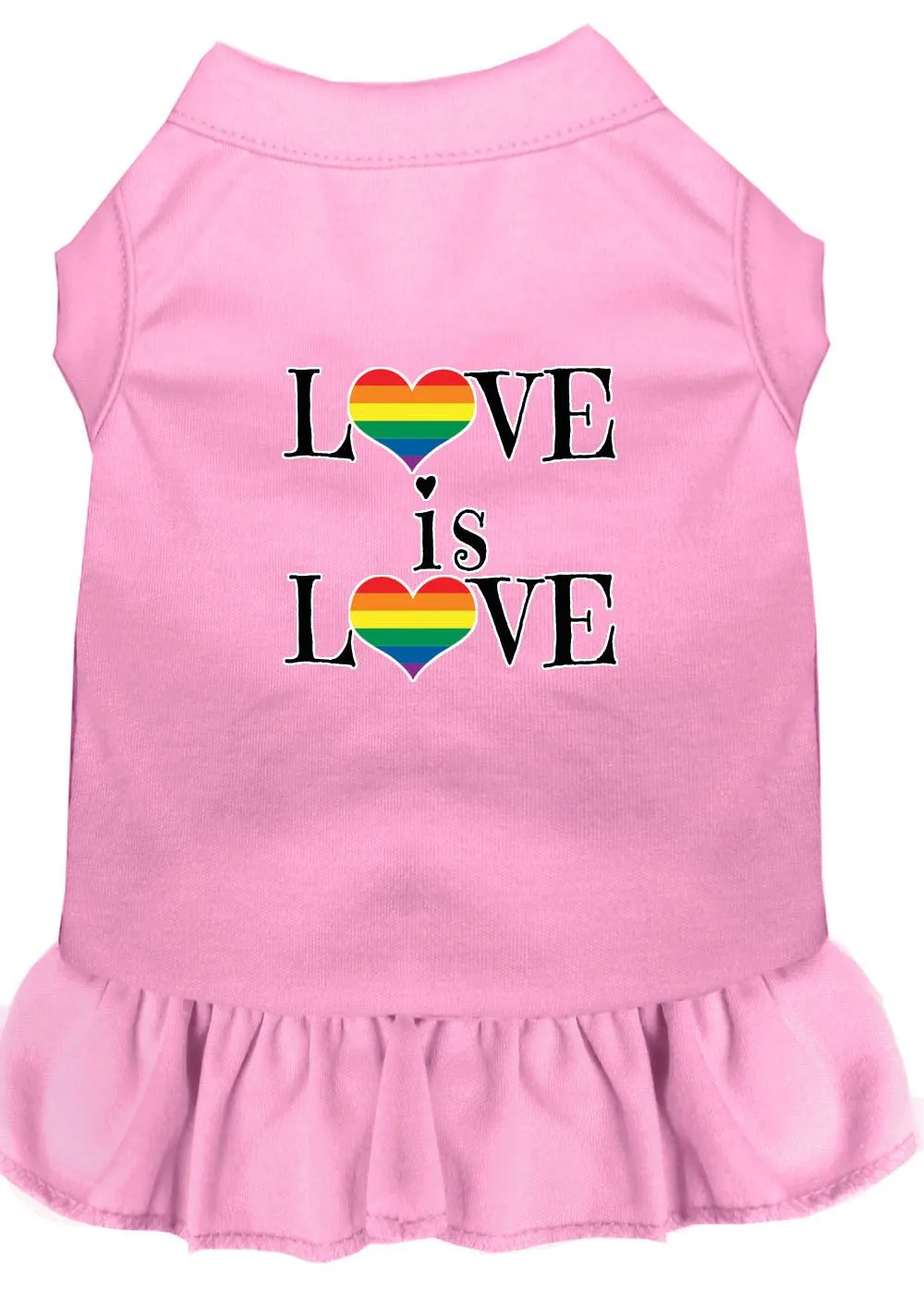 Love Is Love Screen Print Dog Dress Light Pink Lg