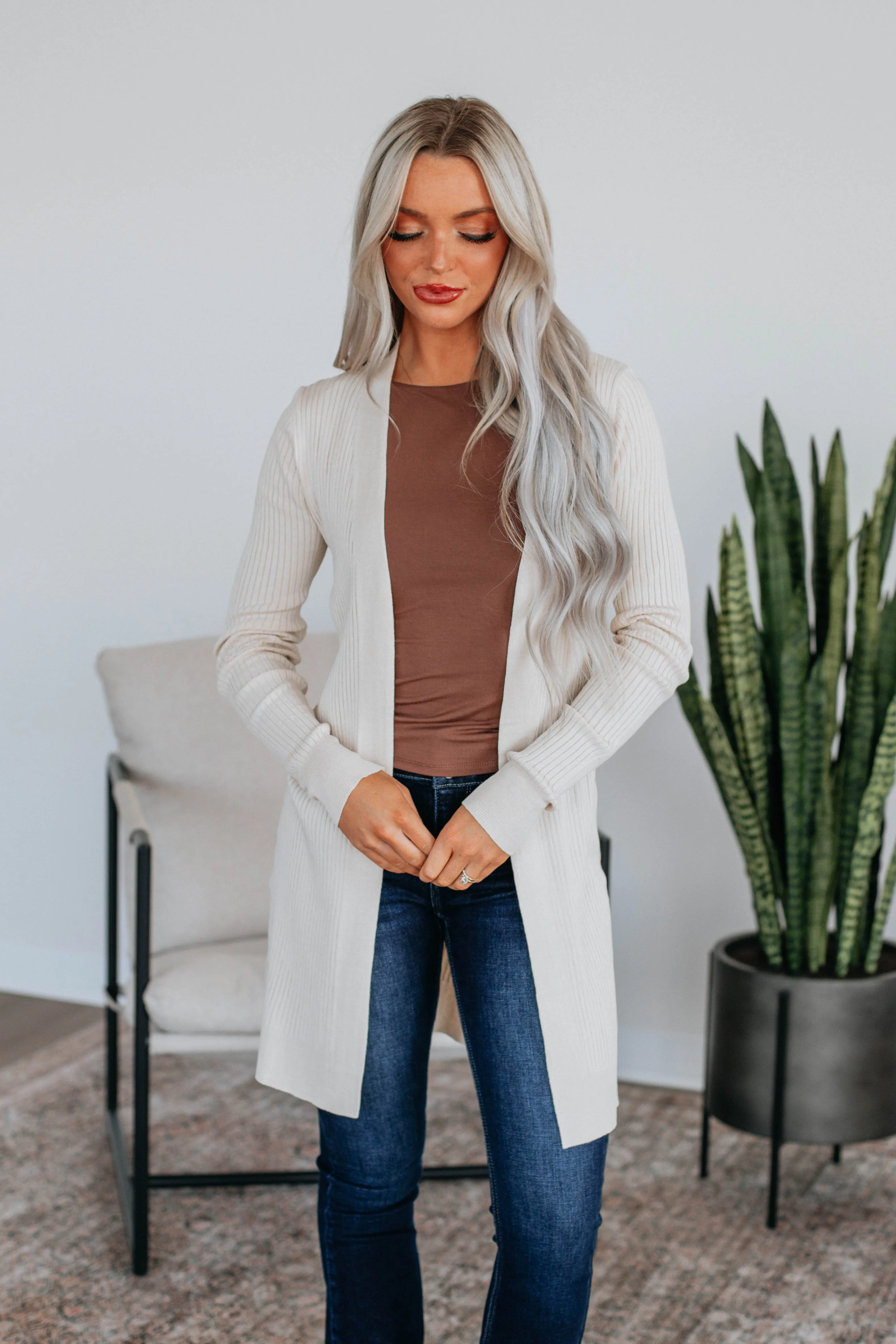 Maylin Ribbed Cardigan - Vanilla