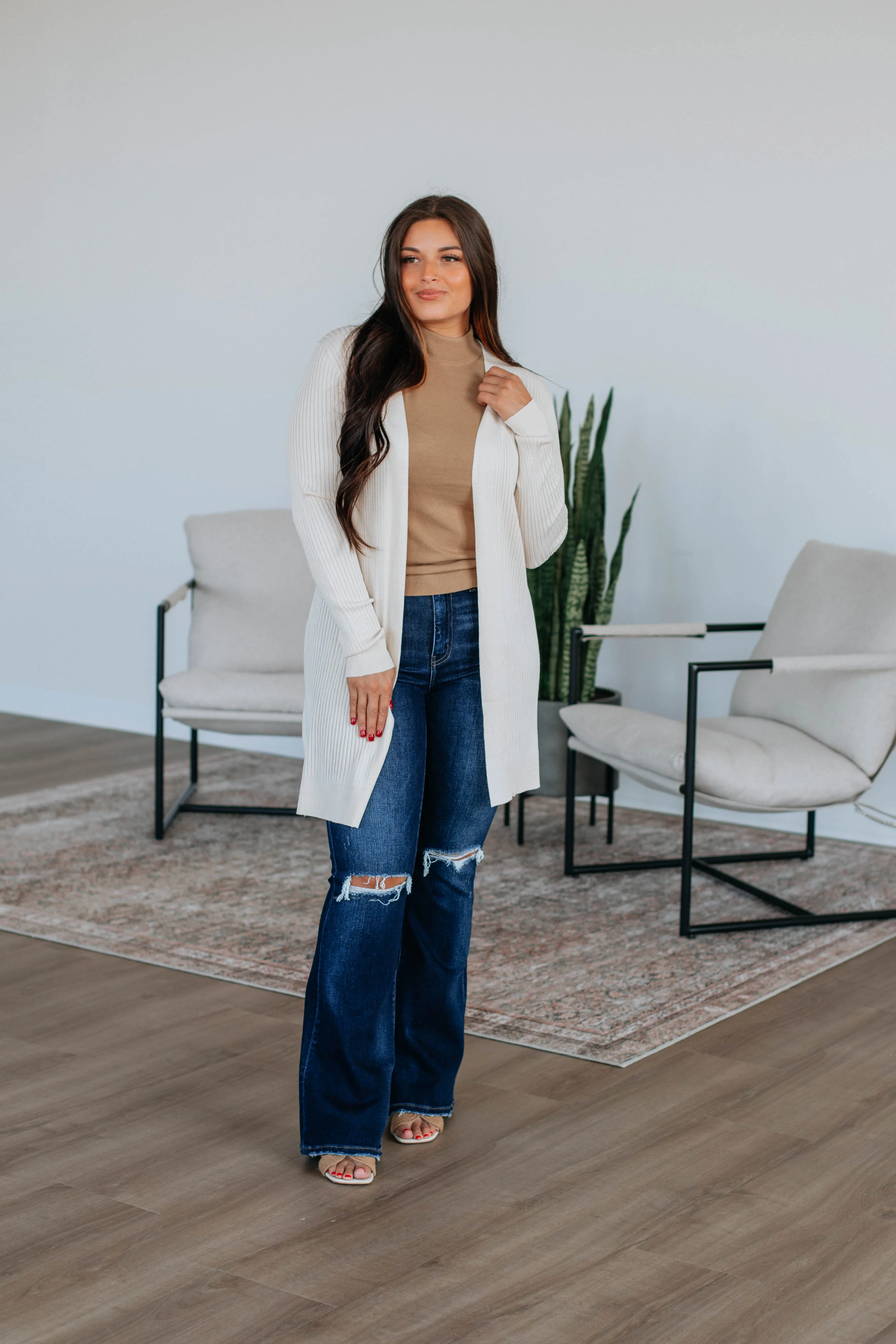 Maylin Ribbed Cardigan - Vanilla