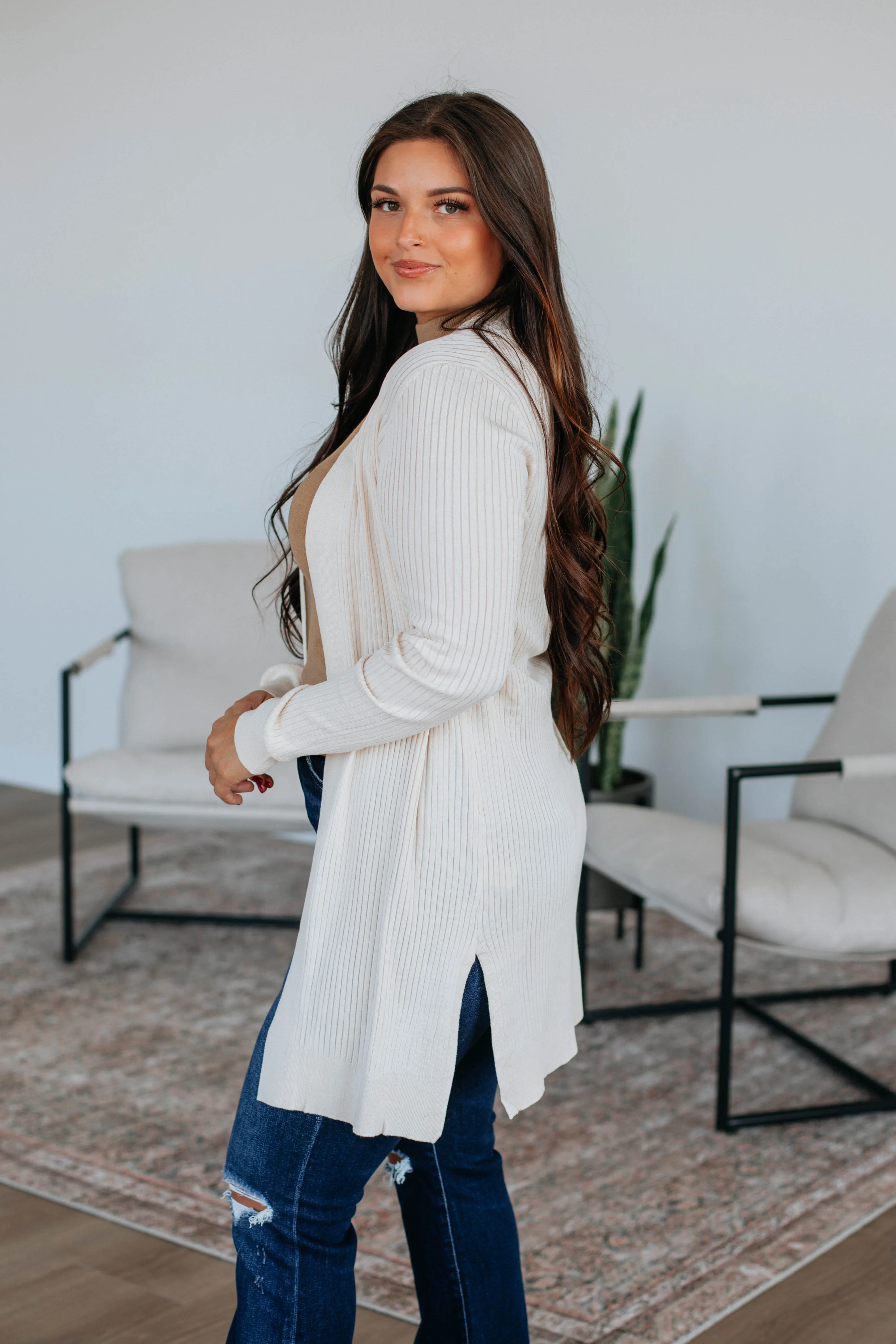 Maylin Ribbed Cardigan - Vanilla