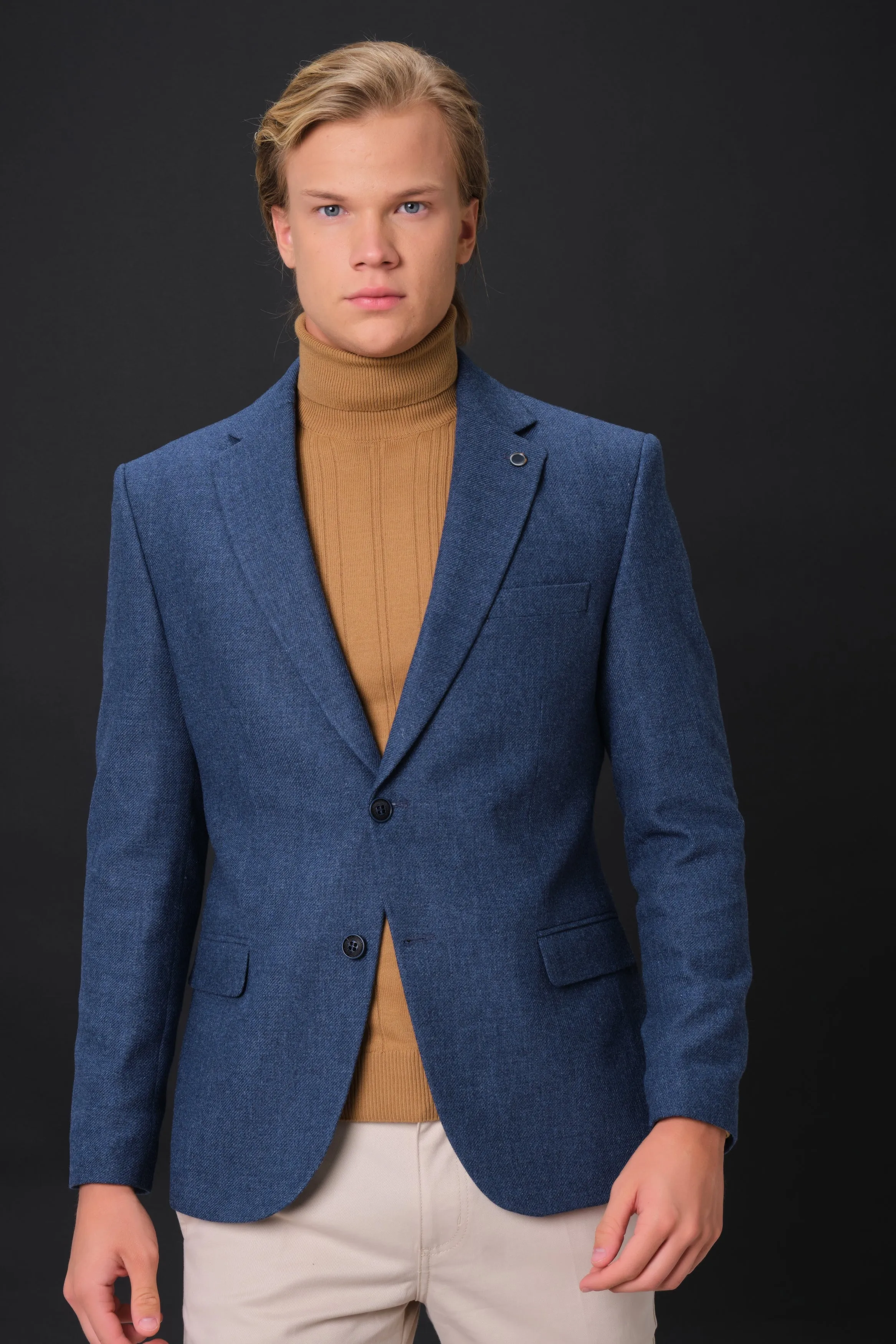 MEHMET,SOLID-NOTCH COLLAR-JACKETS-PB-B221-DENIM
