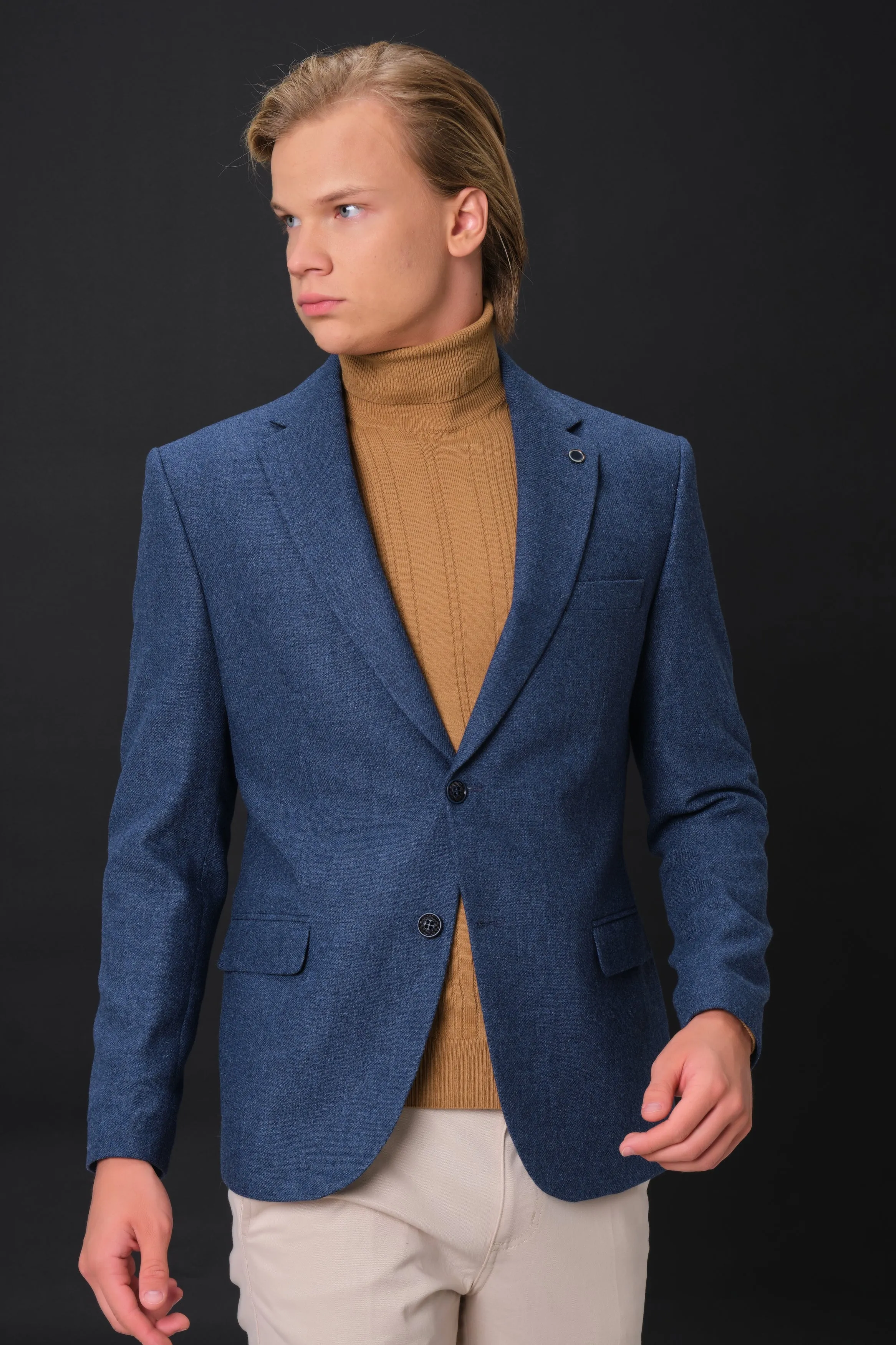 MEHMET,SOLID-NOTCH COLLAR-JACKETS-PB-B221-DENIM
