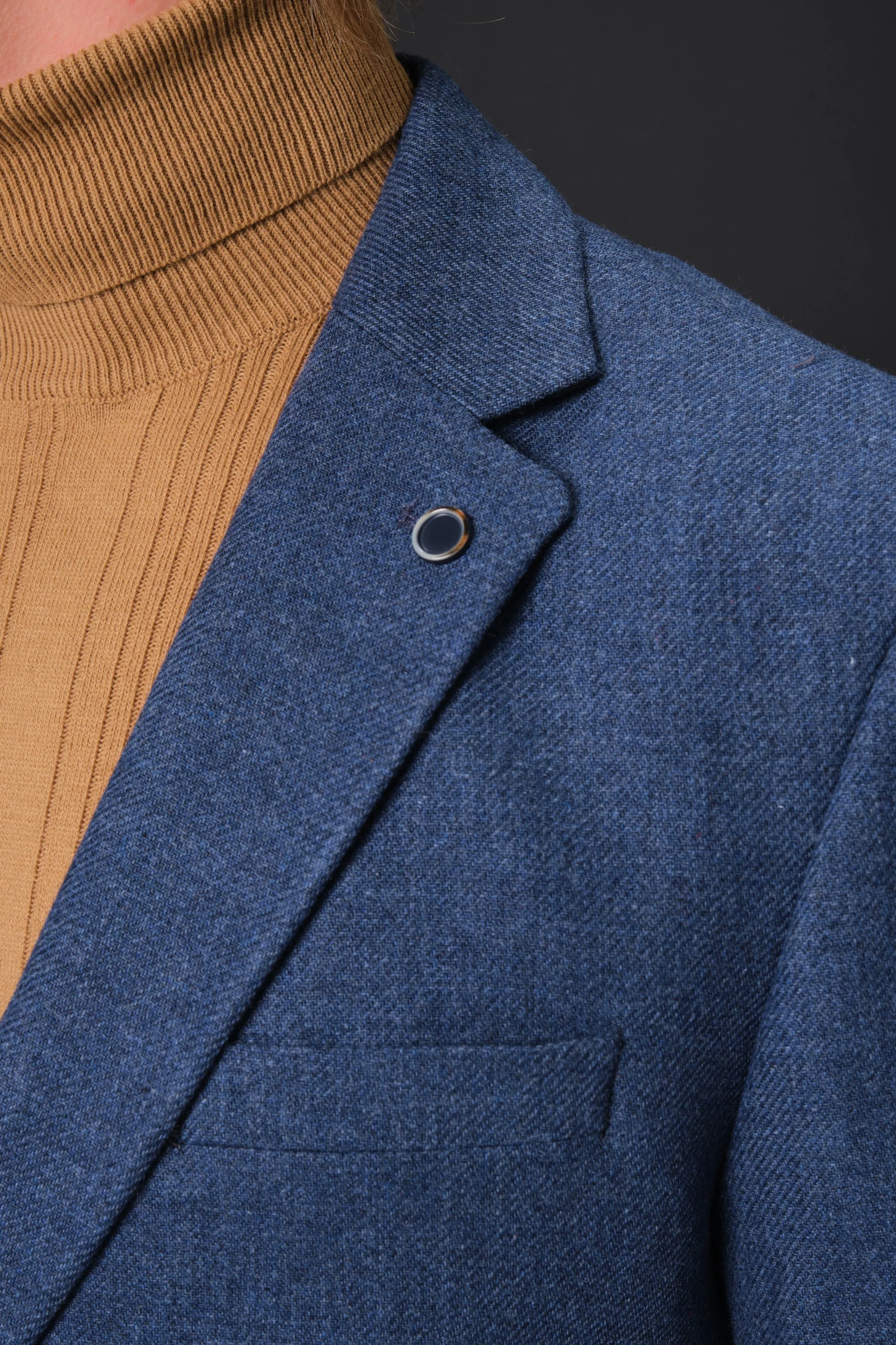 MEHMET,SOLID-NOTCH COLLAR-JACKETS-PB-B221-DENIM