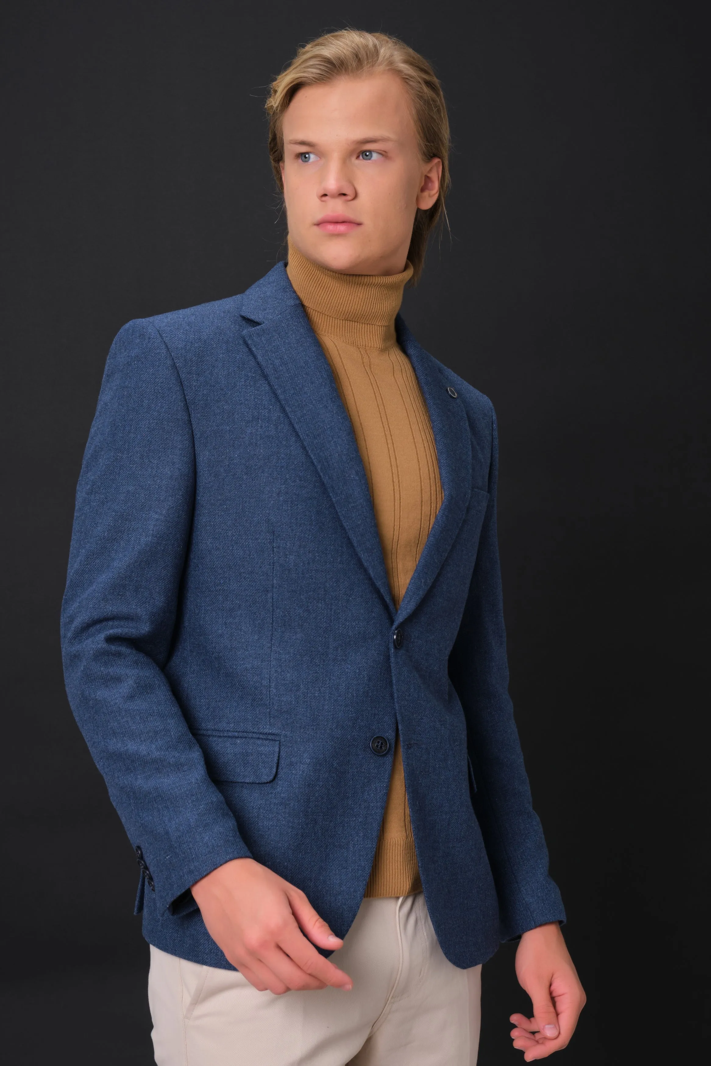 MEHMET,SOLID-NOTCH COLLAR-JACKETS-PB-B221-DENIM