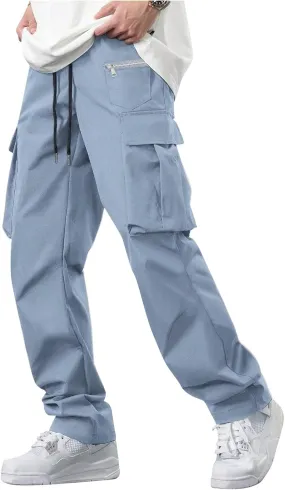Men's Casual Jogger Pants Breathable Chino Relaxed Fit Outdoor Cargo Pants Sport Comfortable Twill Jogging Sweatpants