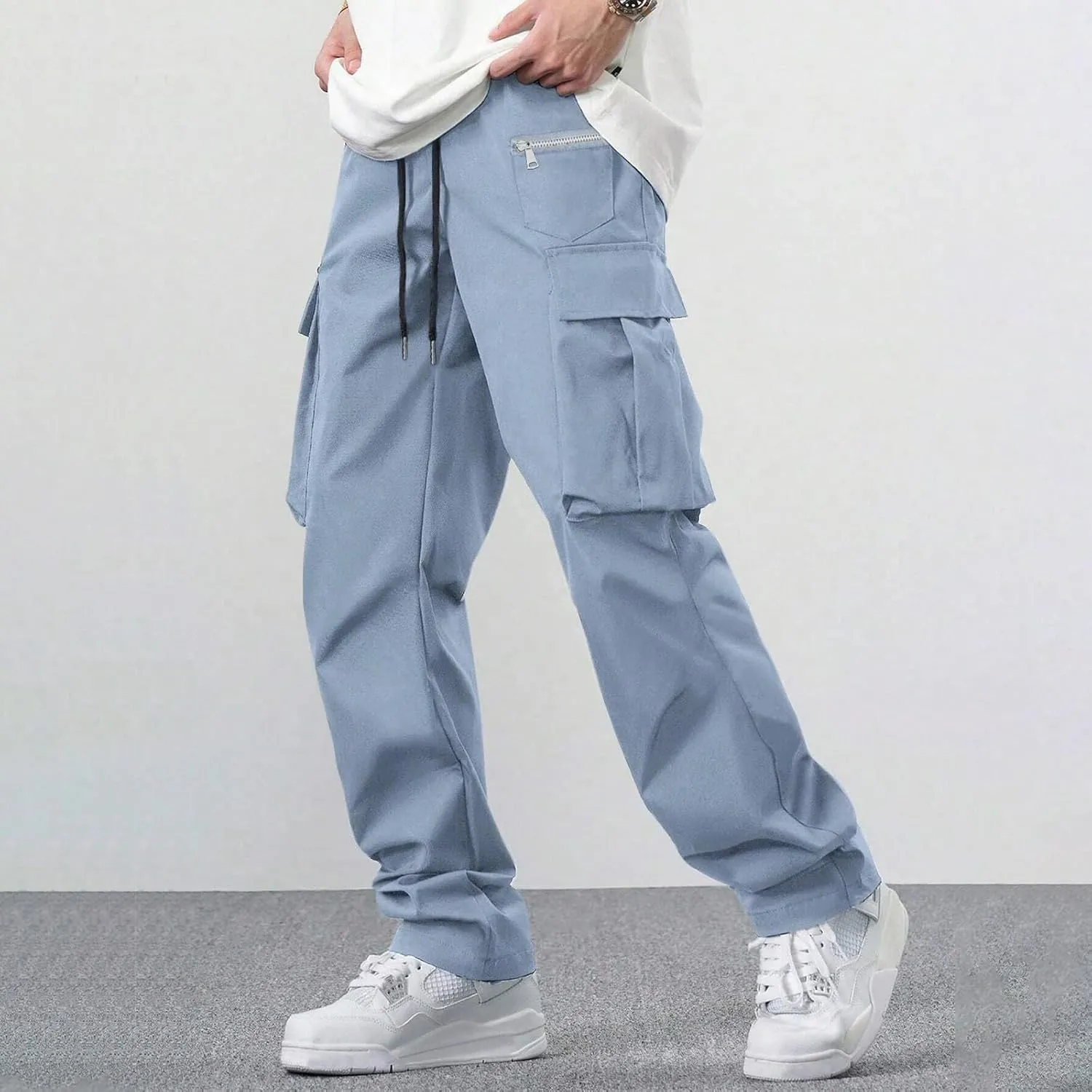 Men's Casual Jogger Pants Breathable Chino Relaxed Fit Outdoor Cargo Pants Sport Comfortable Twill Jogging Sweatpants