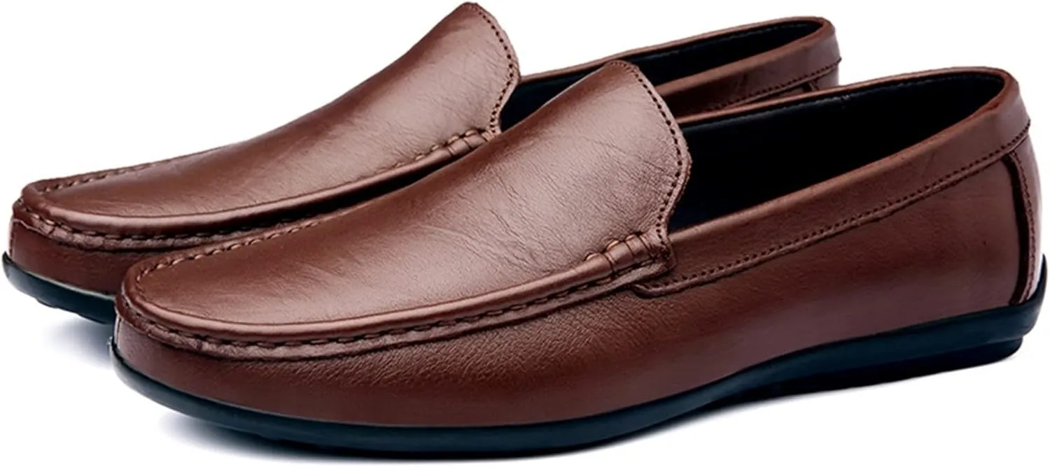Mens Loafers Shoe Breathable Lightweight Driving Loafers Leather Slip Resistant Comfortable Lightweight Outdoor Slip-on