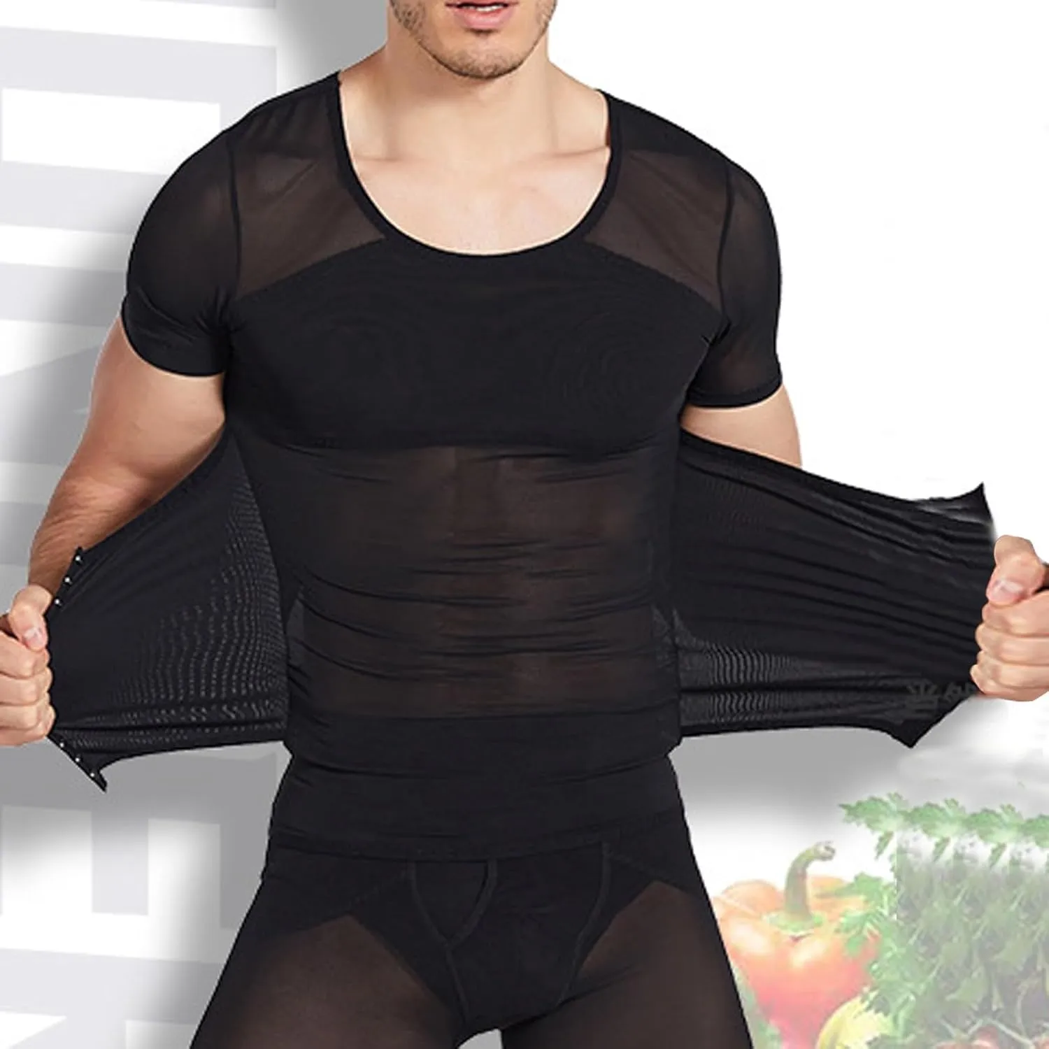 Mens Shapewear Tummy Control Slimming Body Shaper Compression Shirts for Menhirt Waist Trainer Breathable Body Shaper