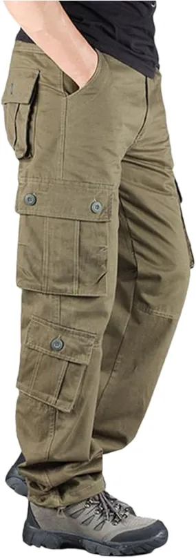 Men's Work Cargo Pants Resistant Elastic Waist Pockets Resistant Lightweight Tactical Pants Stretch Jogging Sweatpants