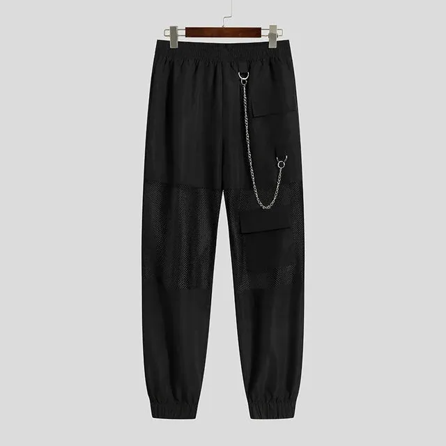 Mesh Fishnet Black Color Loose Pants